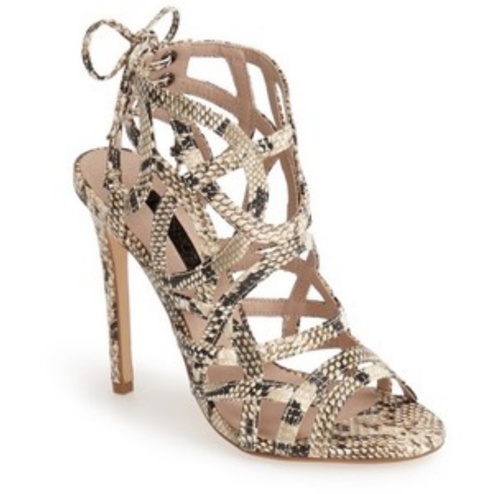 Topshop Snakeskin Lace-Up Heels, Size 36